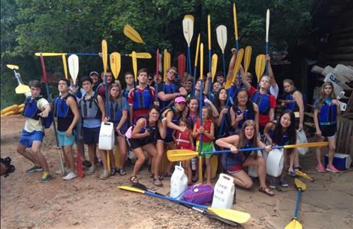 Student members on kayak trip 